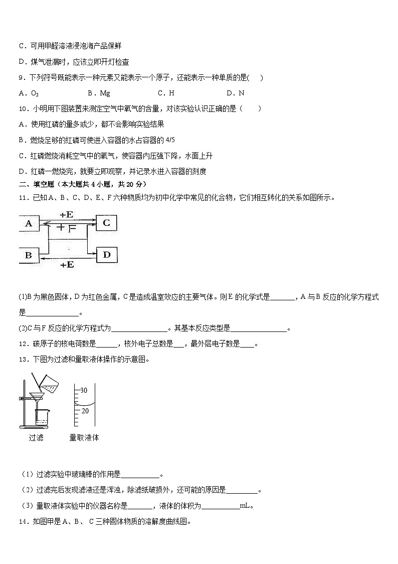 2023-2024学年内蒙古赤峰市化学九上期末达标检测试题含答案03