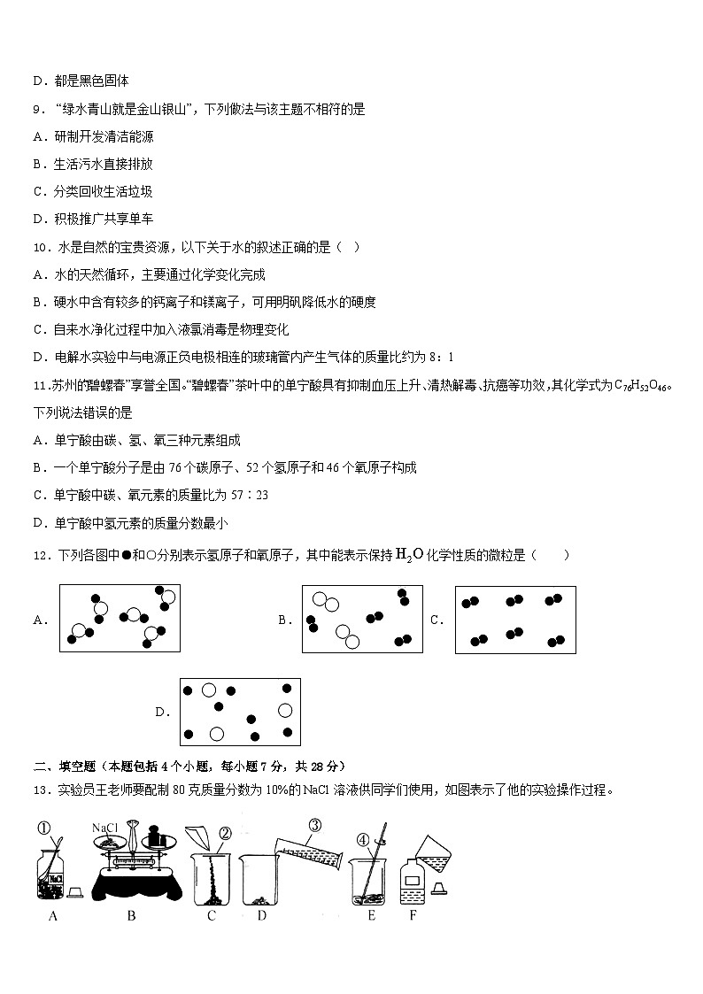 2023-2024学年内蒙古杭锦旗城镇初级中学九上化学期末质量检测模拟试题含答案第3页