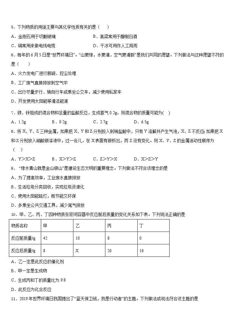 2023-2024学年内蒙古自治区赤峰市九年级化学第一学期期末质量跟踪监视试题含答案第2页