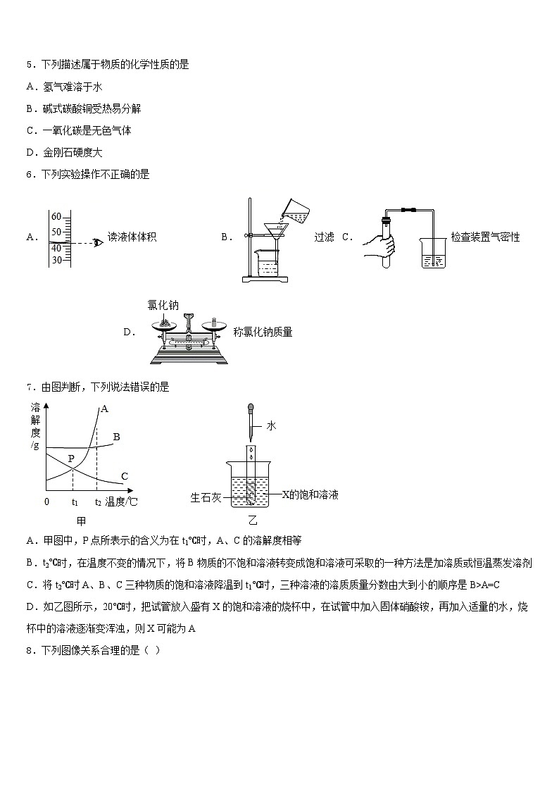 2023-2024学年内蒙古翁牛特旗化学九年级第一学期期末质量检测试题含答案02
