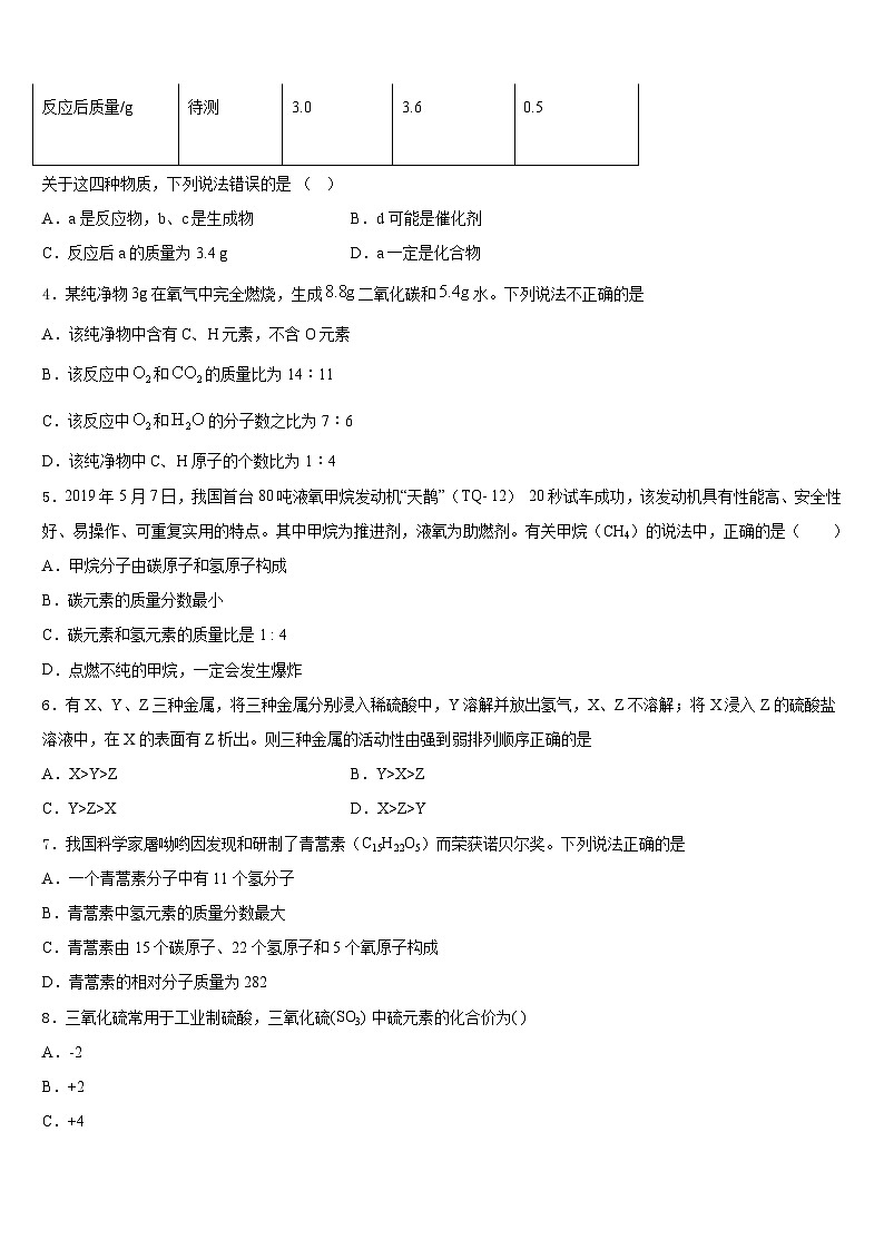 2023-2024学年北京临川学校化学九上期末复习检测试题含答案第2页