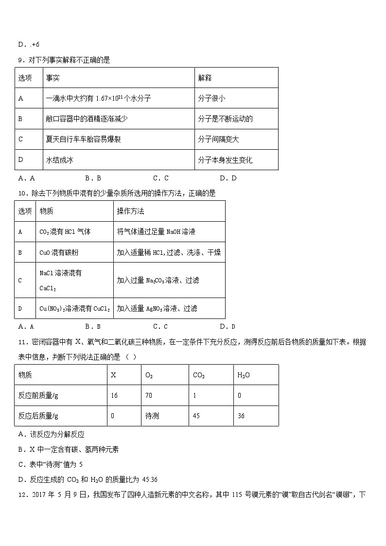 2023-2024学年北京临川学校化学九上期末复习检测试题含答案第3页