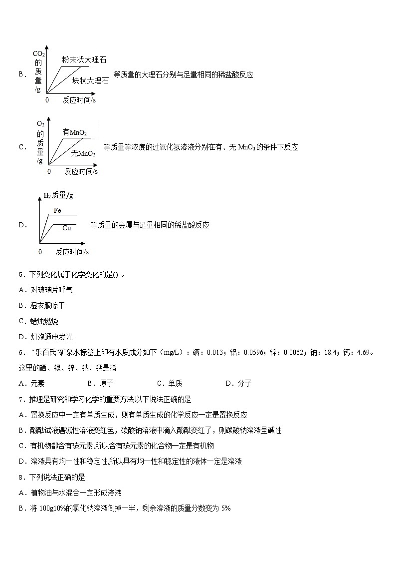 2023-2024学年北京市第一七一中学九上化学期末复习检测试题含答案02