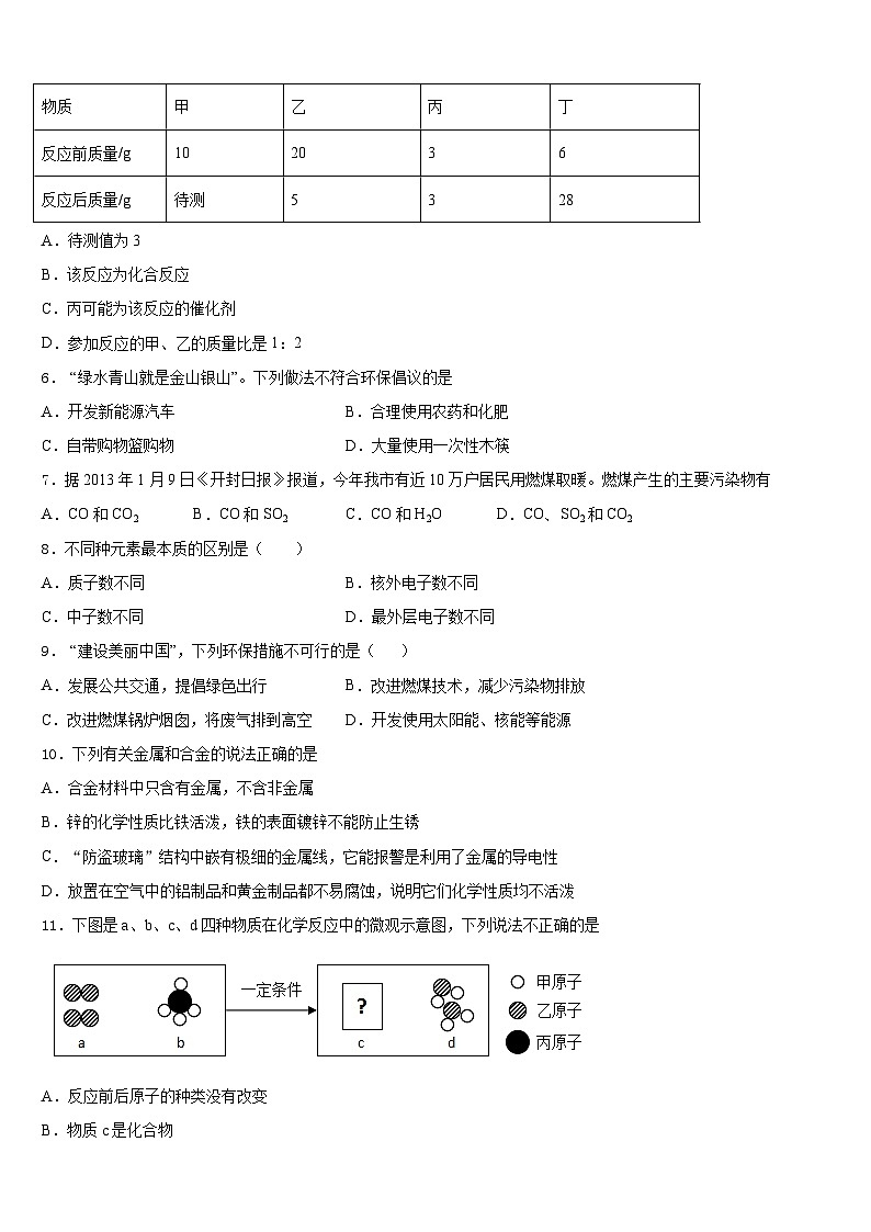 2023-2024学年北京市海淀区师达中学化学九上期末监测试题含答案02