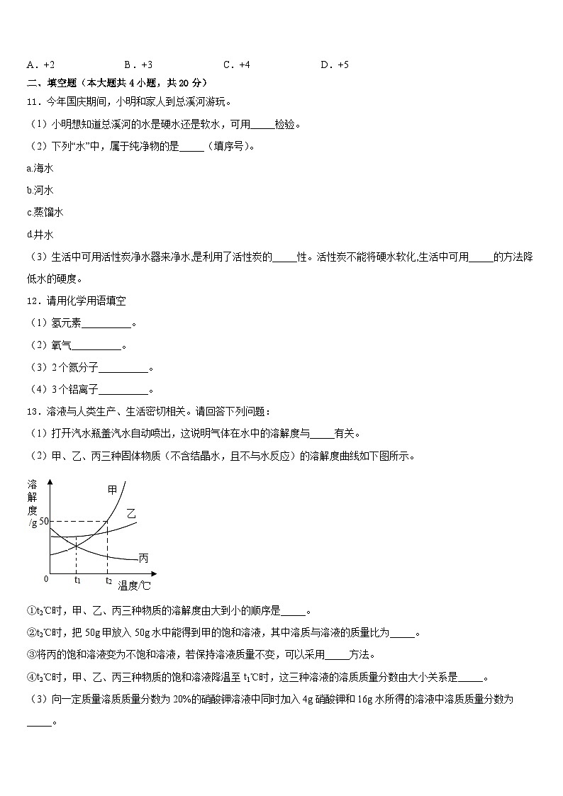 2023-2024学年北京市首都师范大附属中学九年级化学第一学期期末复习检测试题含答案第3页