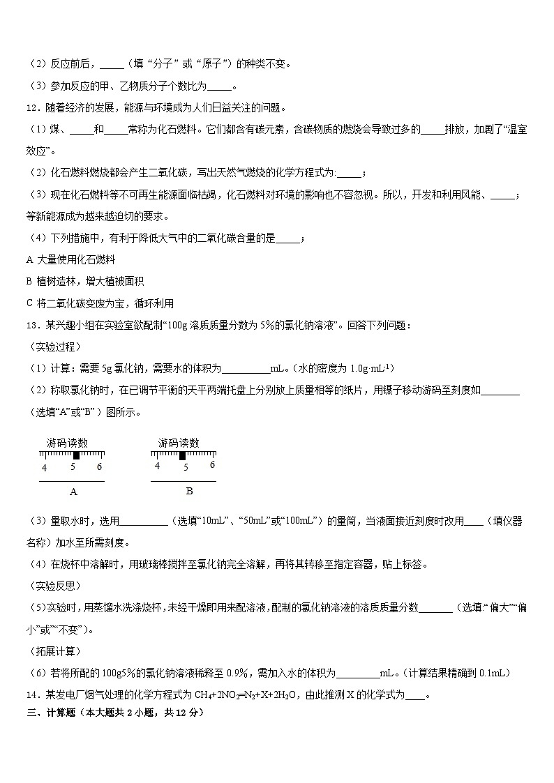 2023-2024学年合肥市蜀山区化学九年级第一学期期末质量检测模拟试题含答案第3页