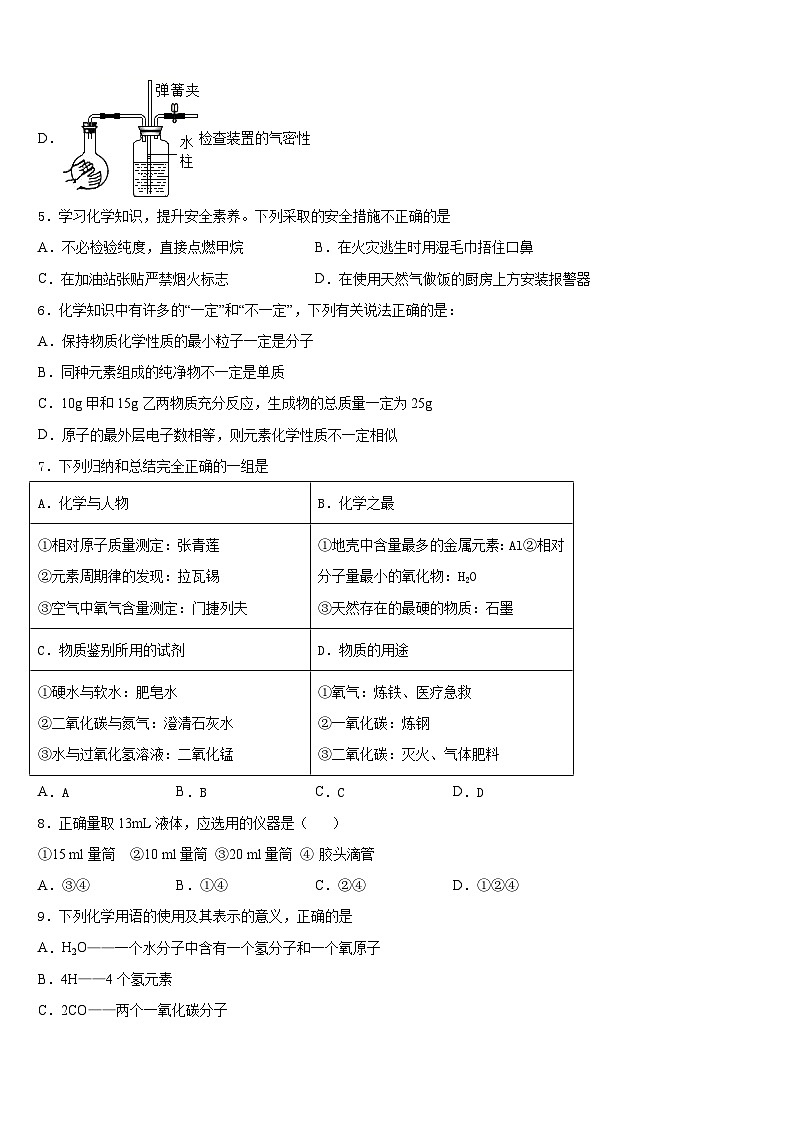 2023-2024学年吉林省农安县新阳中学九上化学期末达标测试试题含答案第2页