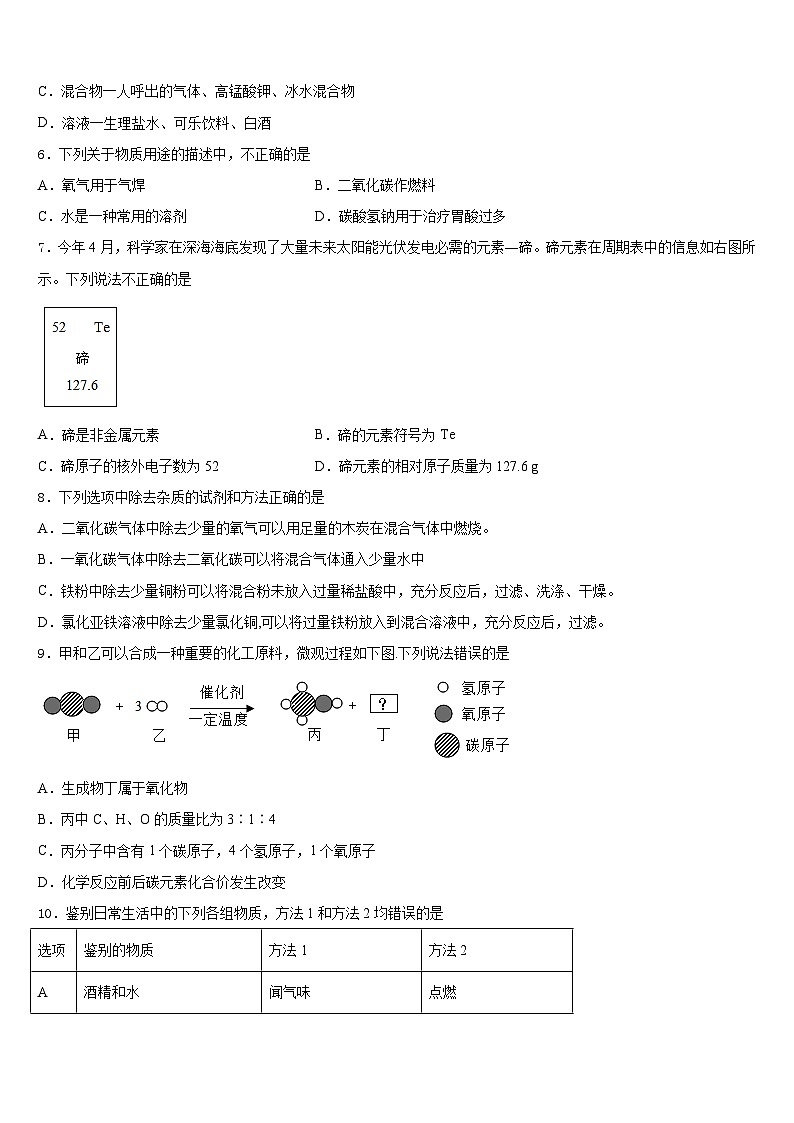 2023-2024学年吉林省长春市中学九年级化学第一学期期末达标检测模拟试题含答案第2页