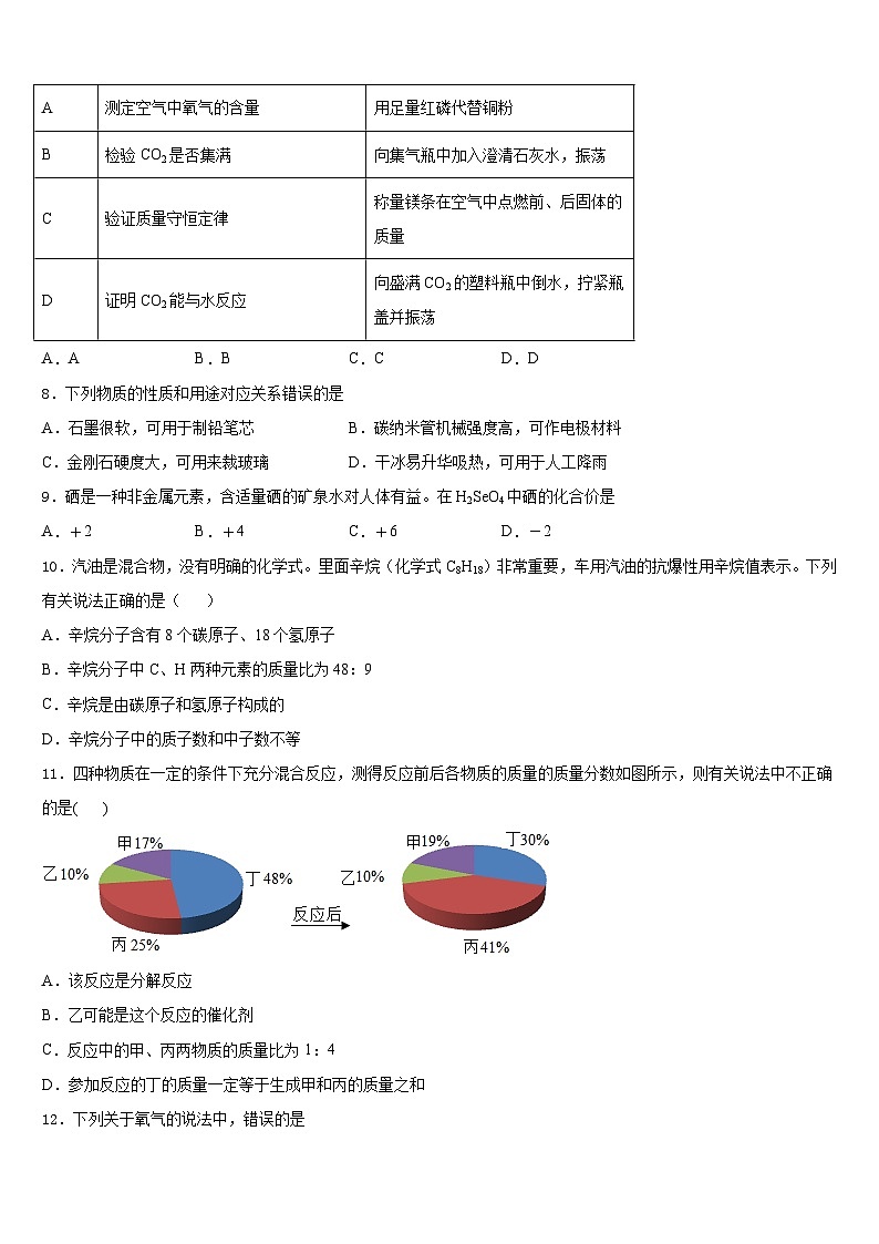 2023-2024学年吉林省长春市解放大路中学化学九年级第一学期期末预测试题含答案03