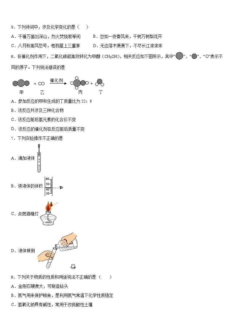 2023-2024学年嘉兴市重点中学化学九年级第一学期期末联考模拟试题含答案02