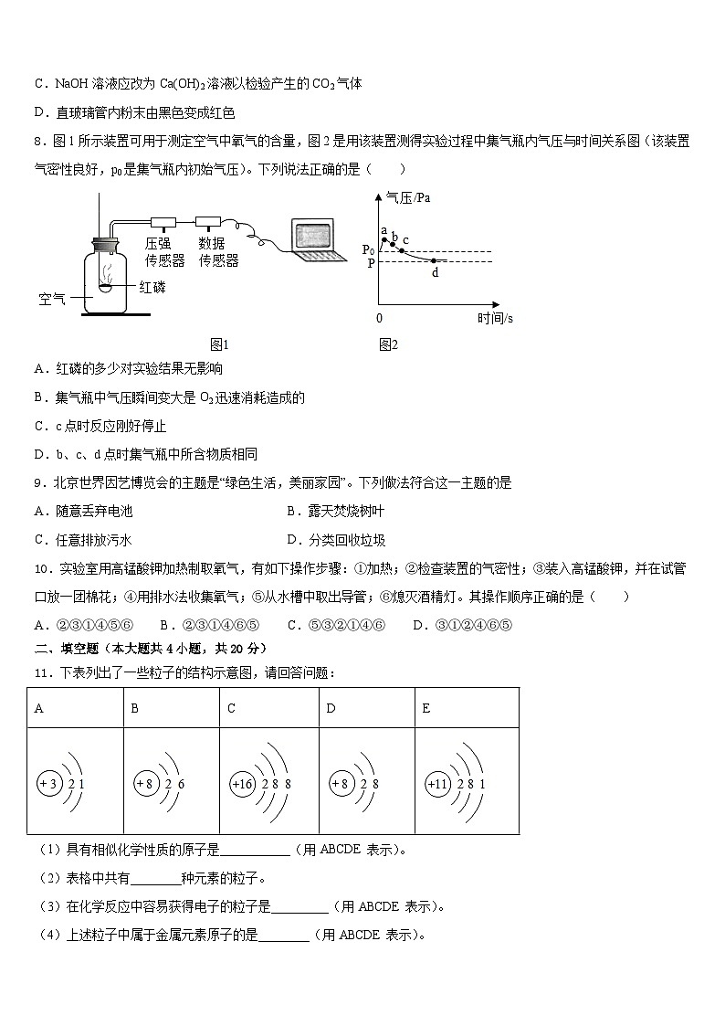 2023-2024学年四川成都市成华区化学九年级第一学期期末学业质量监测试题含答案03