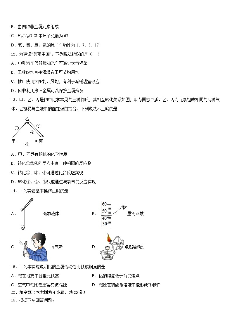 2023-2024学年四川省内江市资中学县化学九上期末学业质量监测试题含答案第3页