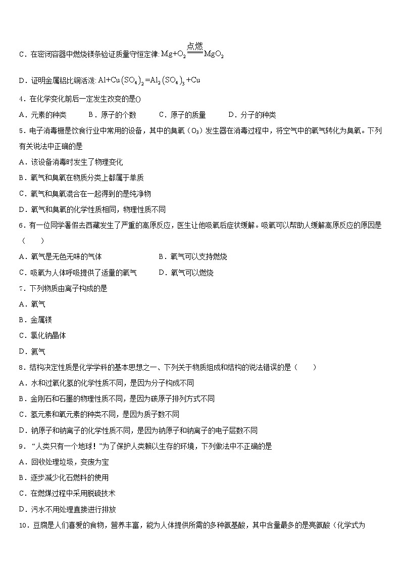2023-2024学年四川省成都七中学育才中学化学九年级第一学期期末质量检测模拟试题含答案第2页