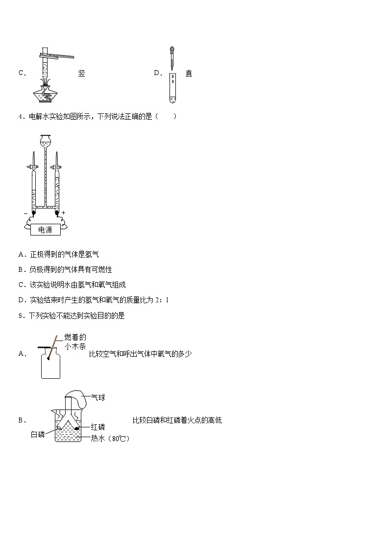 2023-2024学年四川省德阳市名校化学九上期末复习检测试题含答案02