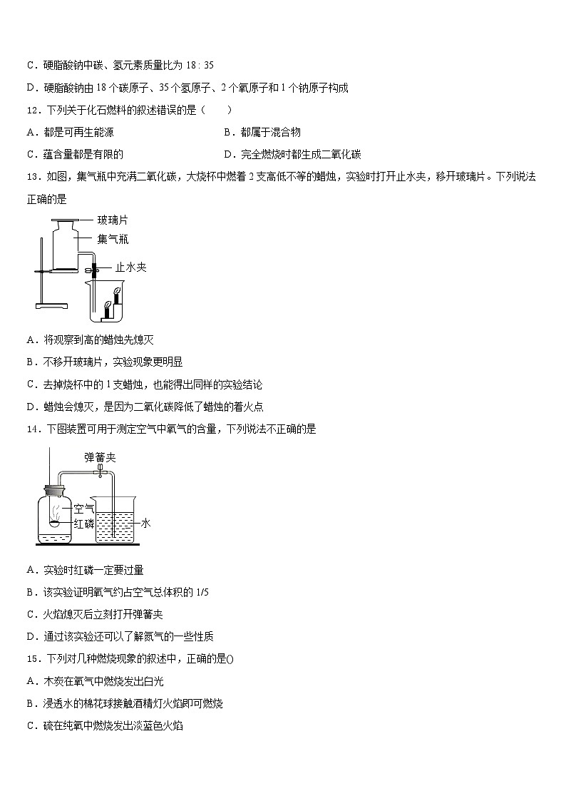 2023-2024学年四川省江油实验学校化学九年级第一学期期末复习检测试题含答案03