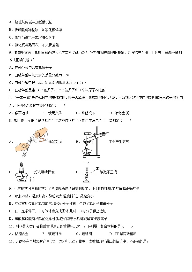 2023-2024学年四川省广安市友谊中学化学九上期末质量跟踪监视试题含答案第2页