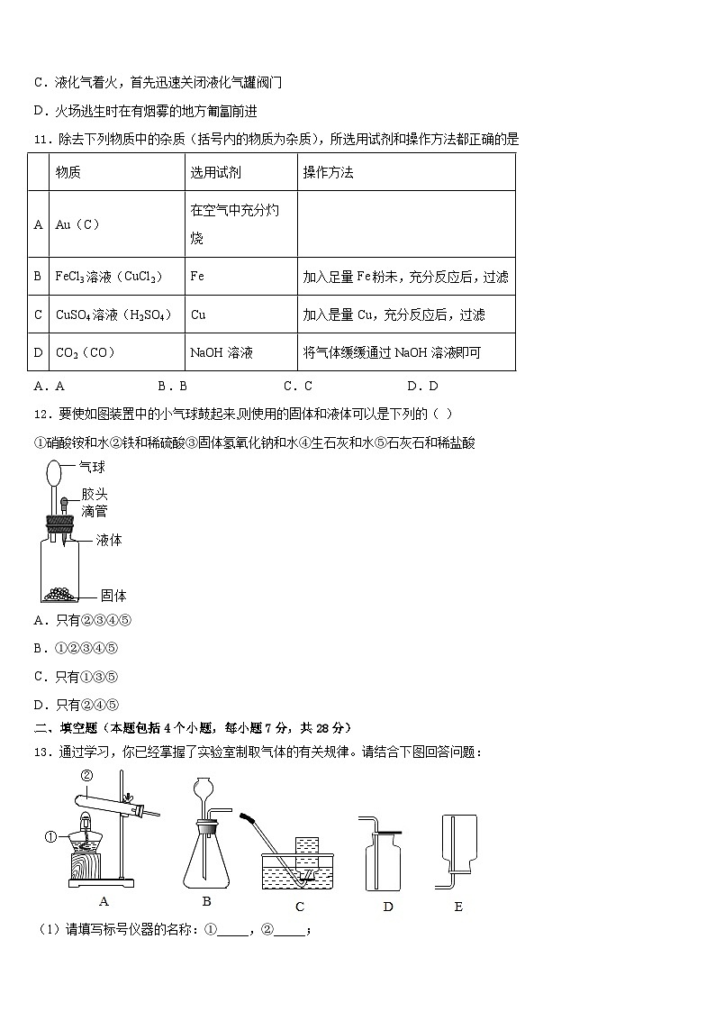 2023-2024学年四川省隆昌市第一初级中学化学九上期末监测模拟试题含答案第3页