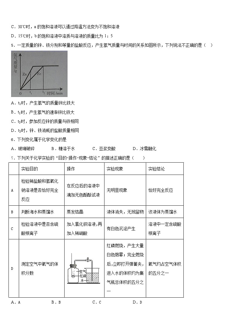 2023-2024学年四川省眉山市洪雅县九年级化学第一学期期末教学质量检测模拟试题含答案第2页