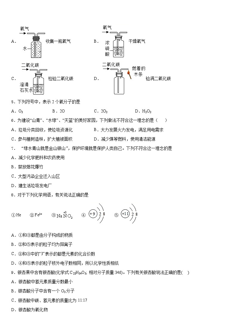 2023-2024学年四川省绵阳富乐园际学校化学九年级第一学期期末教学质量检测试题含答案第2页