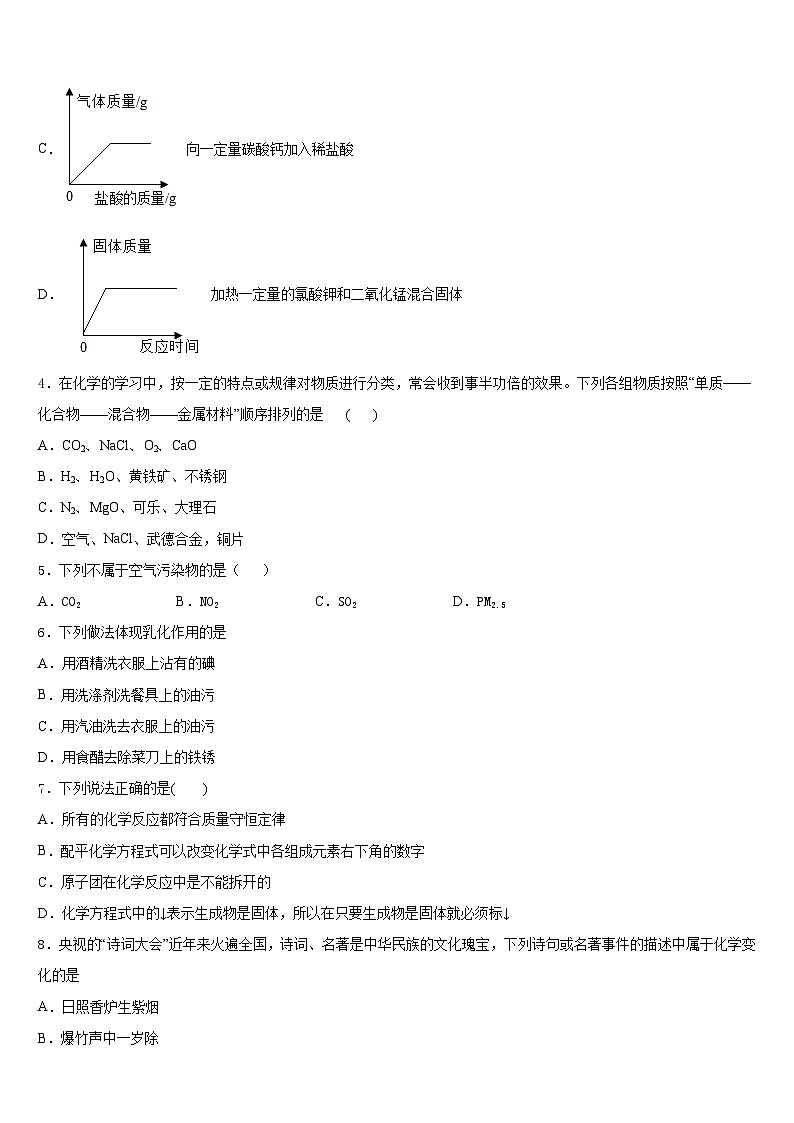 2023-2024学年四川省资阳市安岳县化学九上期末复习检测试题含答案第2页