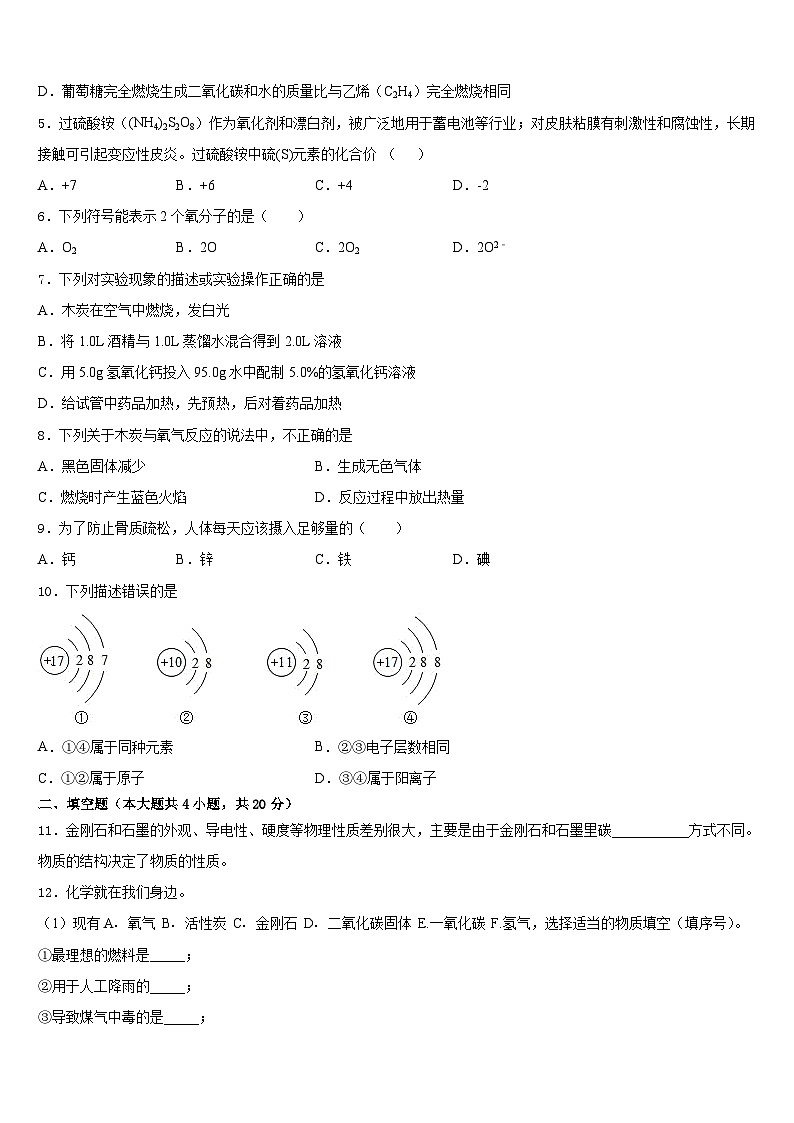 2023-2024学年四川省遂宁城区五校联考化学九上期末考试模拟试题含答案第2页
