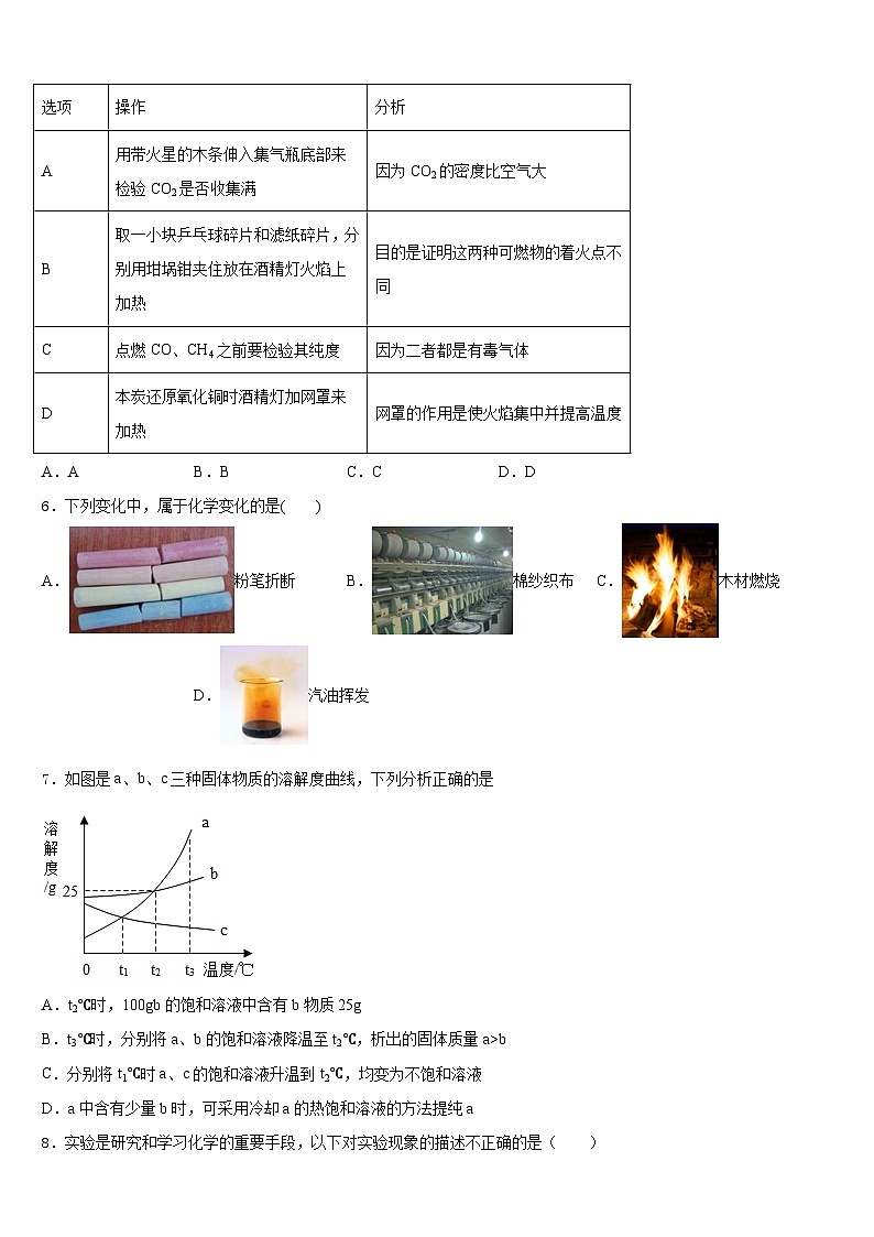 2023-2024学年宁夏回族自治区中学卫市第五中学化学九年级第一学期期末统考试题含答案第2页