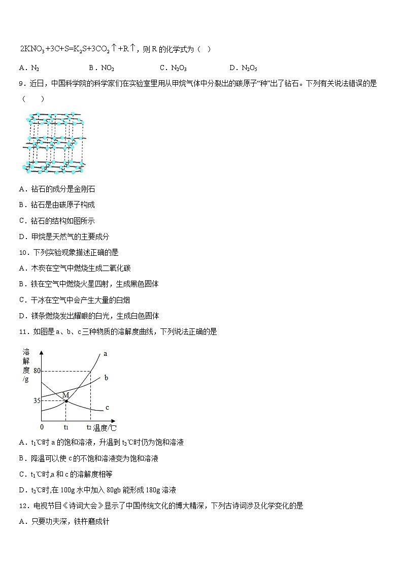 2023-2024学年天津河北区九上化学期末统考模拟试题含答案第3页