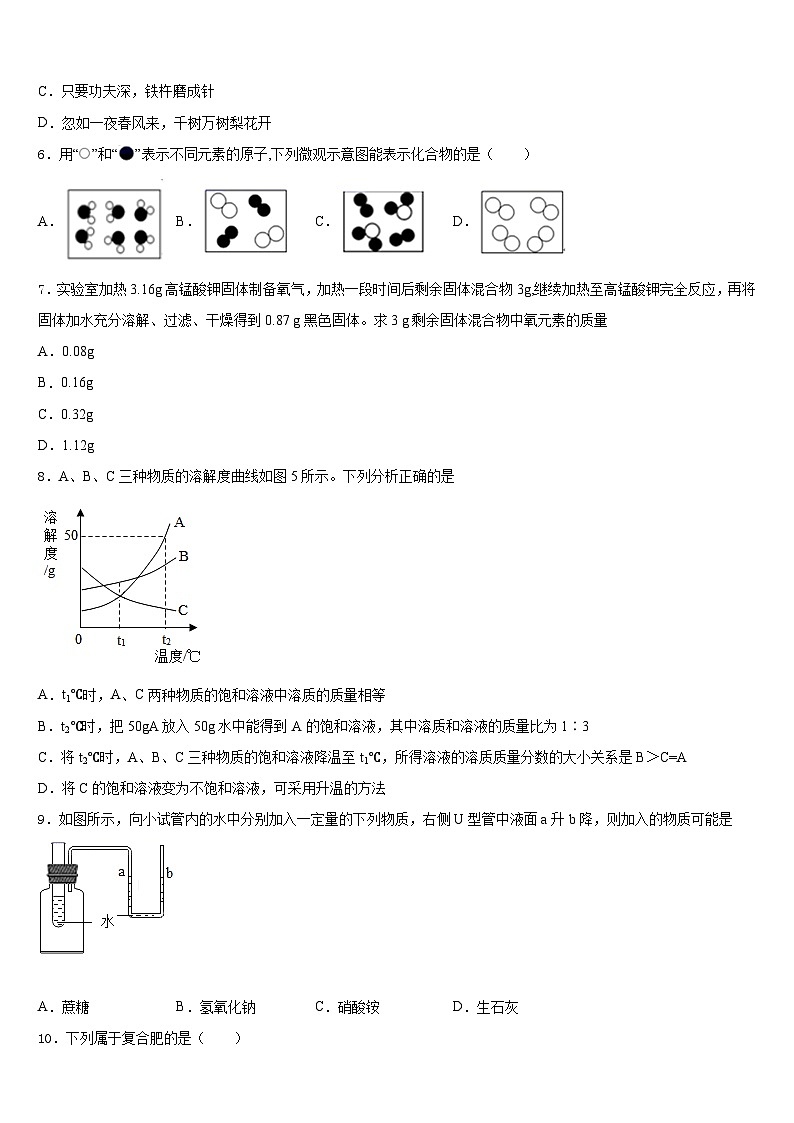 2023-2024学年天津市北仓第二中学化学九上期末学业质量监测模拟试题含答案02