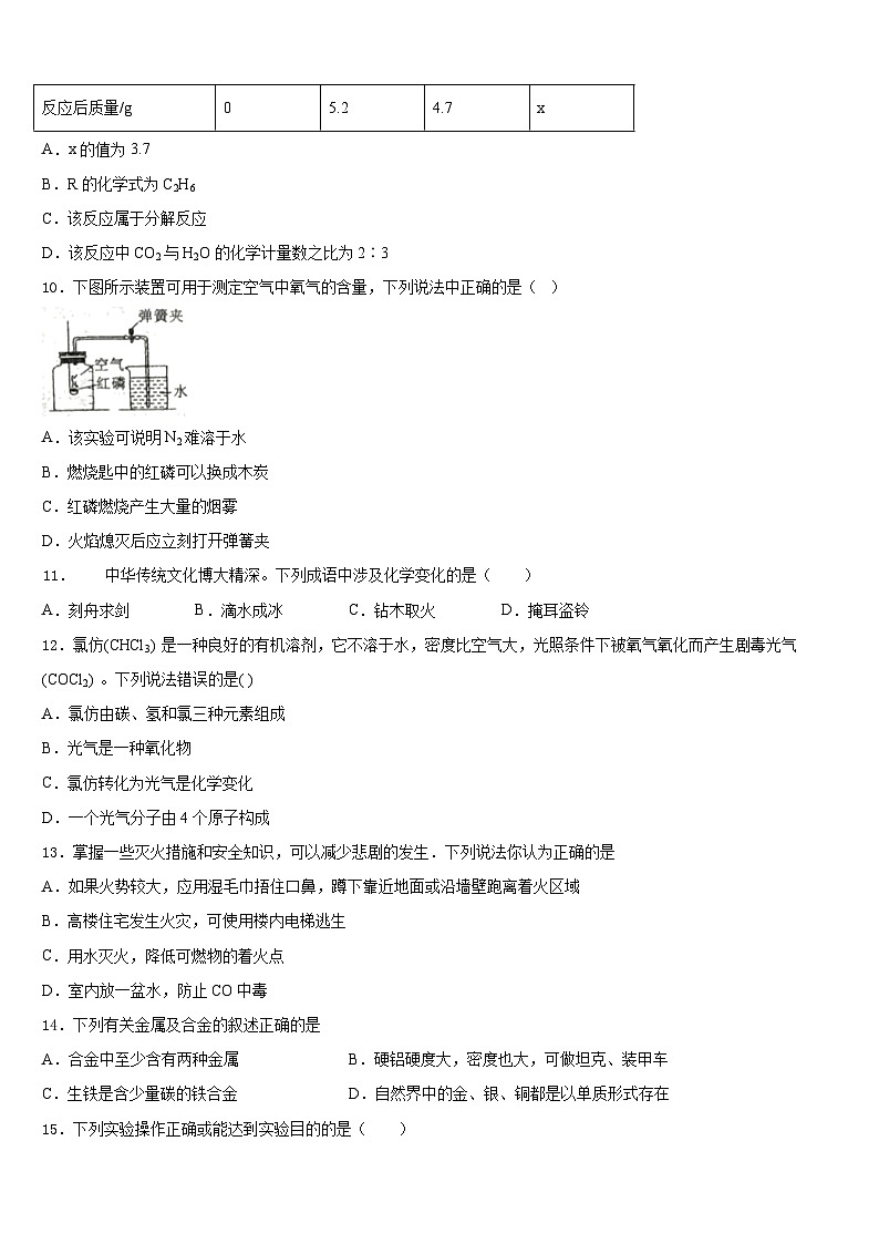 2023-2024学年天津市滨海新区化学九年级第一学期期末达标检测模拟试题含答案第3页