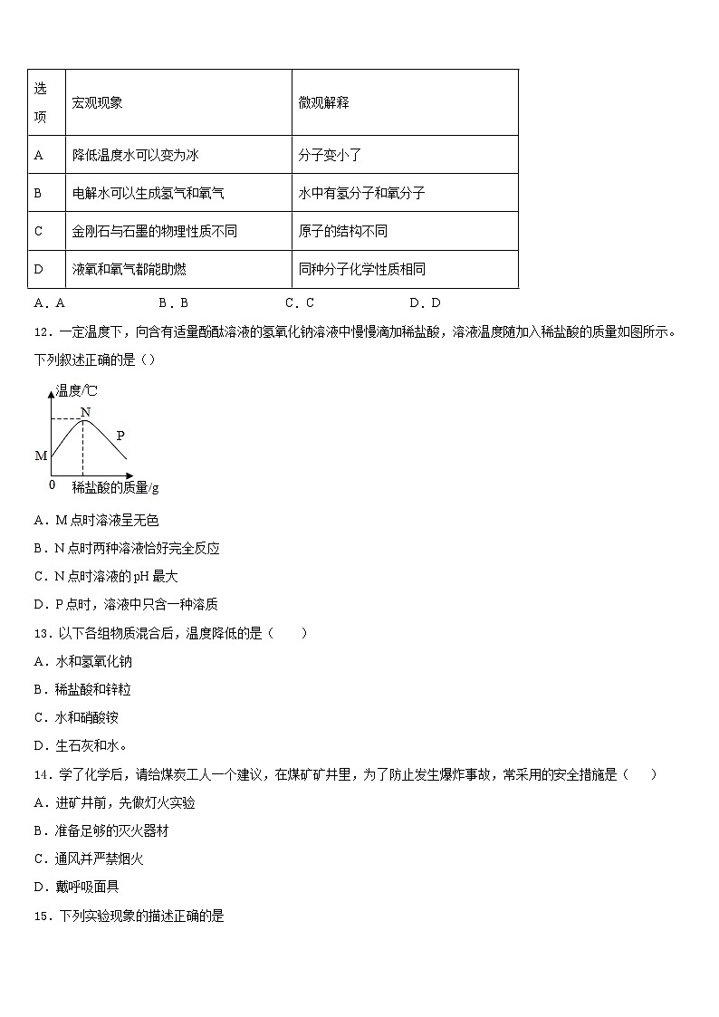 2023-2024学年天津市宁河县芦台五中九年级化学第一学期期末监测模拟试题含答案第3页