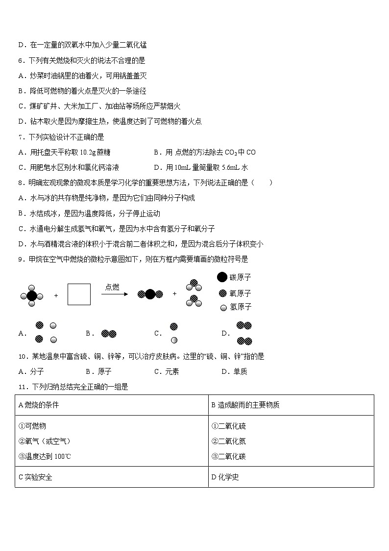 2023-2024学年天津市育华实验中学化学九上期末复习检测试题含答案第2页