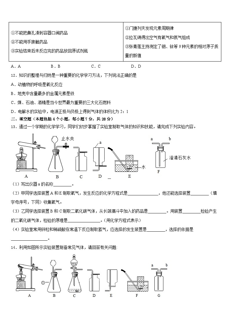 2023-2024学年天津市育华实验中学化学九上期末复习检测试题含答案第3页