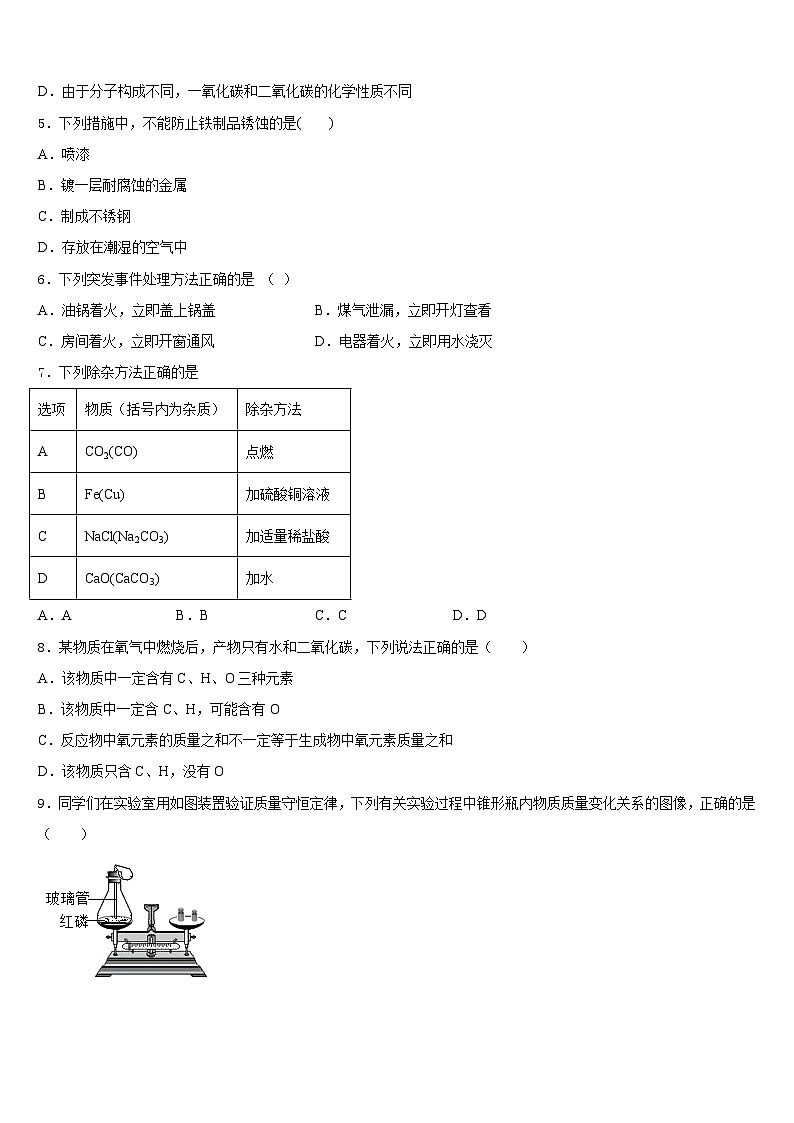 2023-2024学年安徽省合肥市庐江县志成学校九上化学期末经典试题含答案02