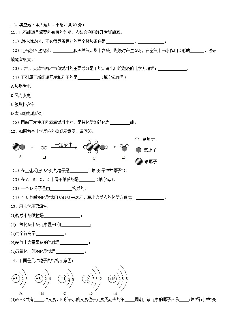 2023-2024学年安徽省合肥市部分学校九上化学期末经典试题含答案第3页