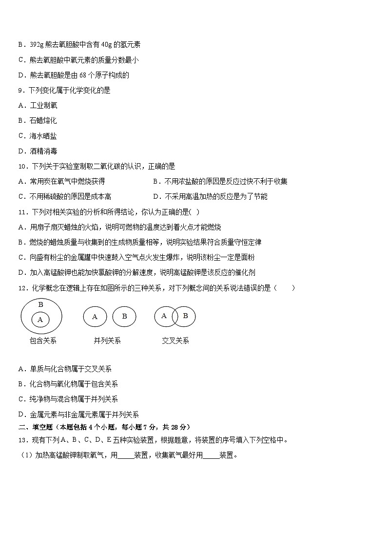 2023-2024学年安徽省六安市天堂寨初级中学化学九上期末监测试题含答案第3页