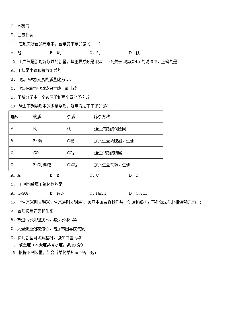 2023-2024学年安徽省六安皋城中学化学九年级第一学期期末复习检测试题含答案第3页