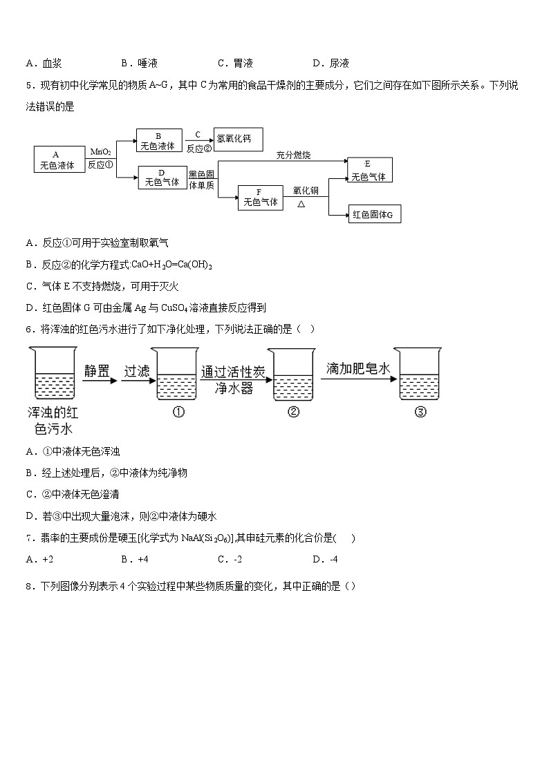 2023-2024学年安徽省池州市第十中学九上化学期末联考试题含答案第2页