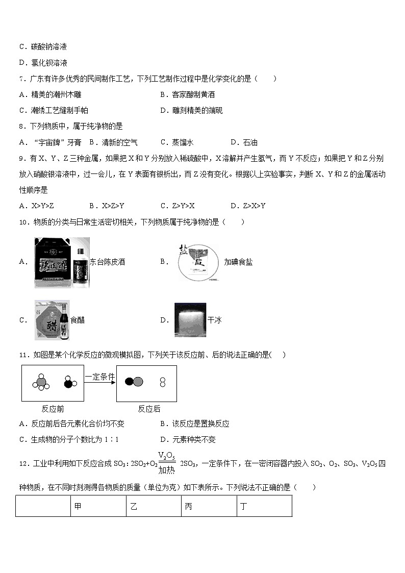 2023-2024学年安徽省池州市贵池区化学九上期末预测试题含答案02