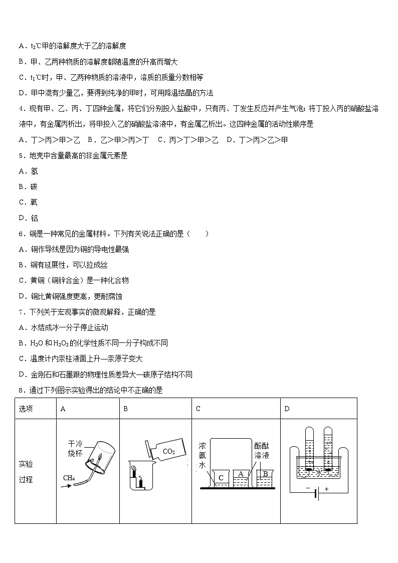 2023-2024学年安徽省滁州市明光市化学九上期末达标检测试题含答案02