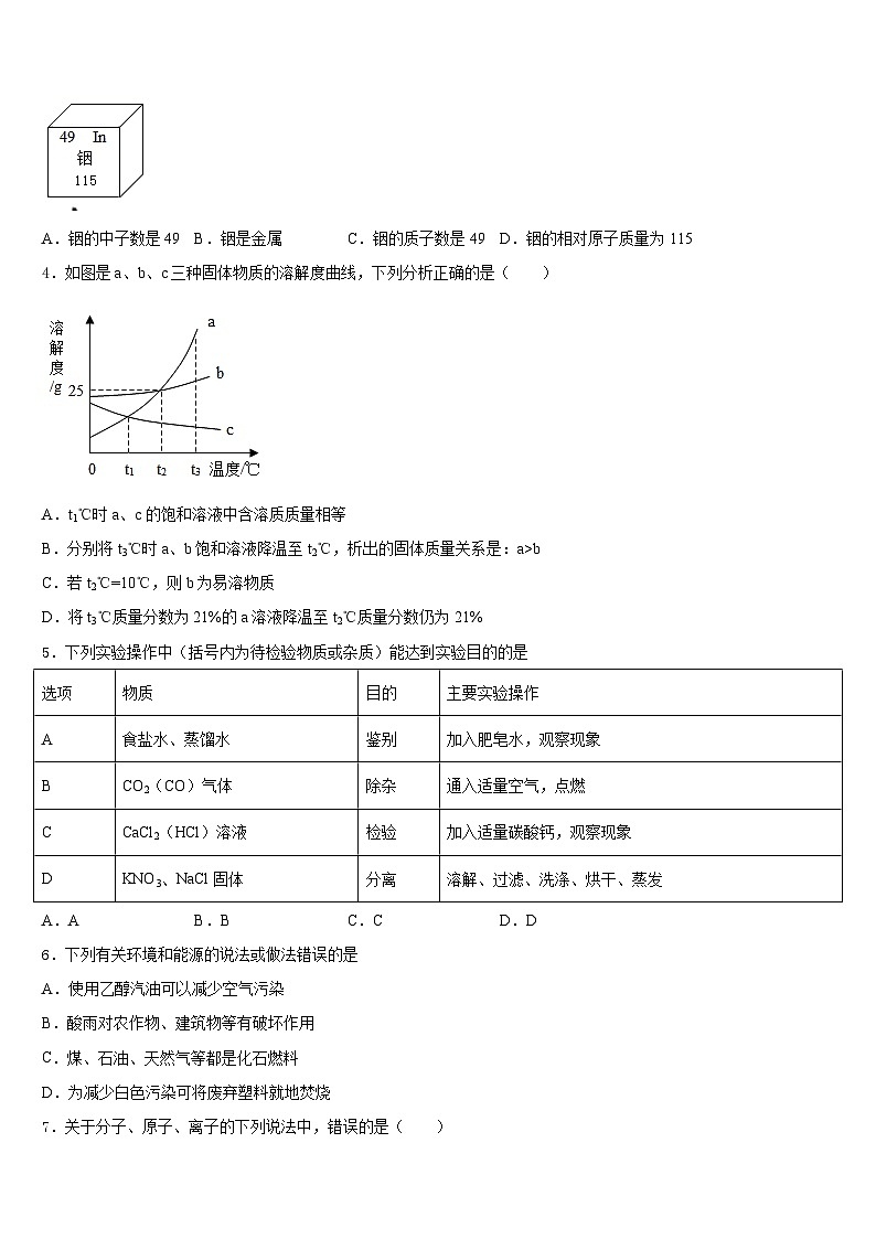 2023-2024学年安徽省来安县联考化学九上期末预测试题含答案第2页