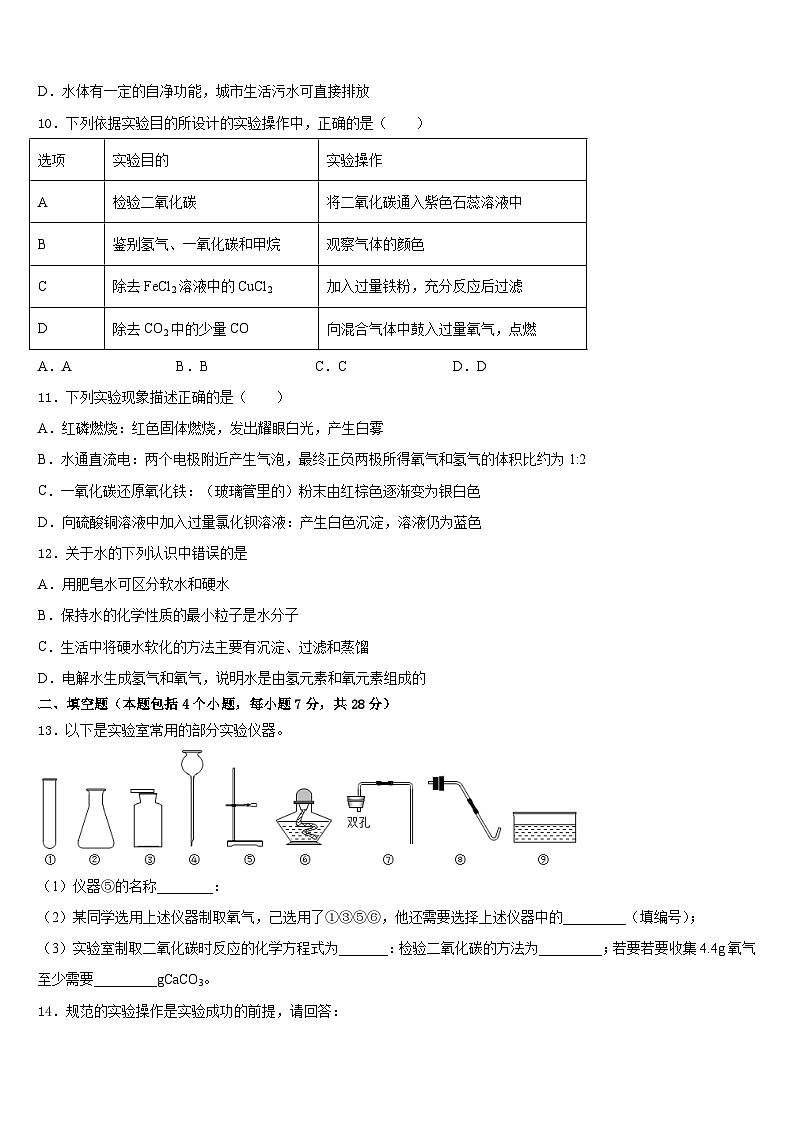 2023-2024学年安徽省阜阳市阜南县九年级化学第一学期期末监测模拟试题含答案第3页