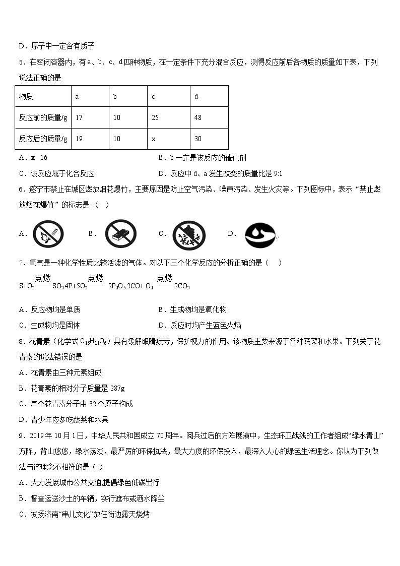 2023-2024学年安徽省黄山市九上化学期末预测试题含答案02