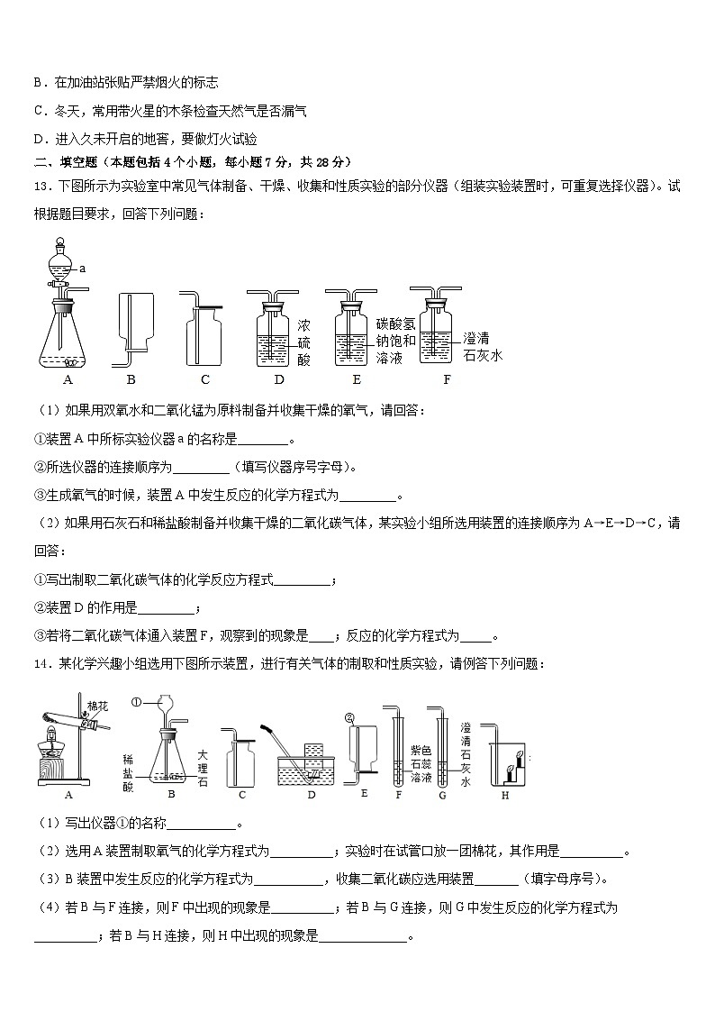 2023-2024学年山东滨州阳信县九上化学期末考试模拟试题含答案03