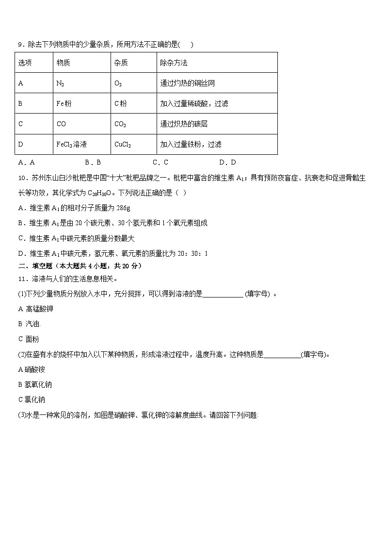 2023-2024学年山东德州市武城县化学九上期末质量跟踪监视模拟试题含答案第3页