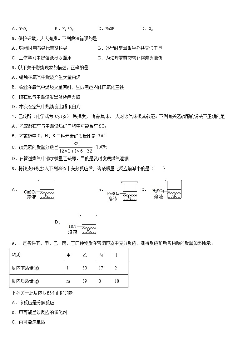 2023-2024学年山东省东营市广饶县九上化学期末达标测试试题含答案第2页