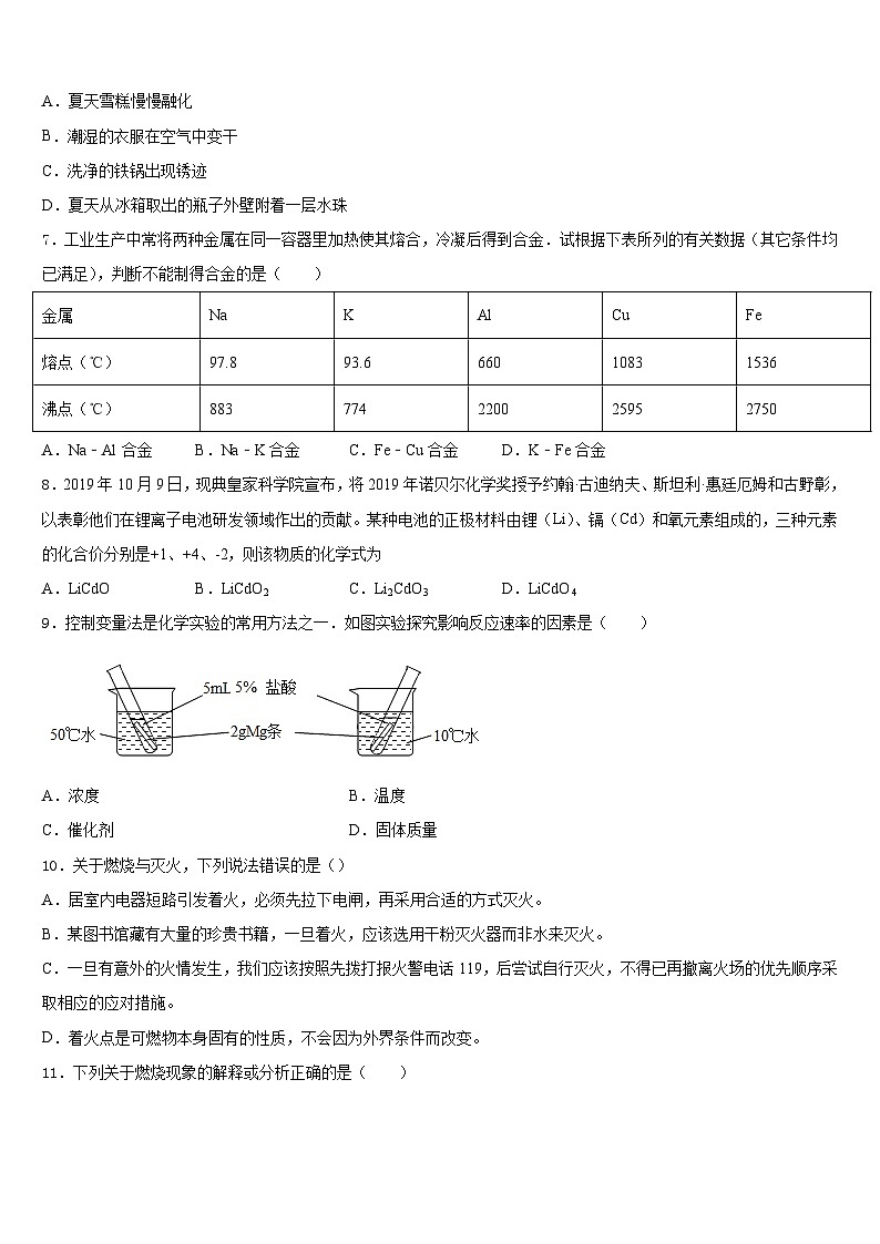 2023-2024学年山东省临沂市沂水县化学九年级第一学期期末统考试题含答案第2页