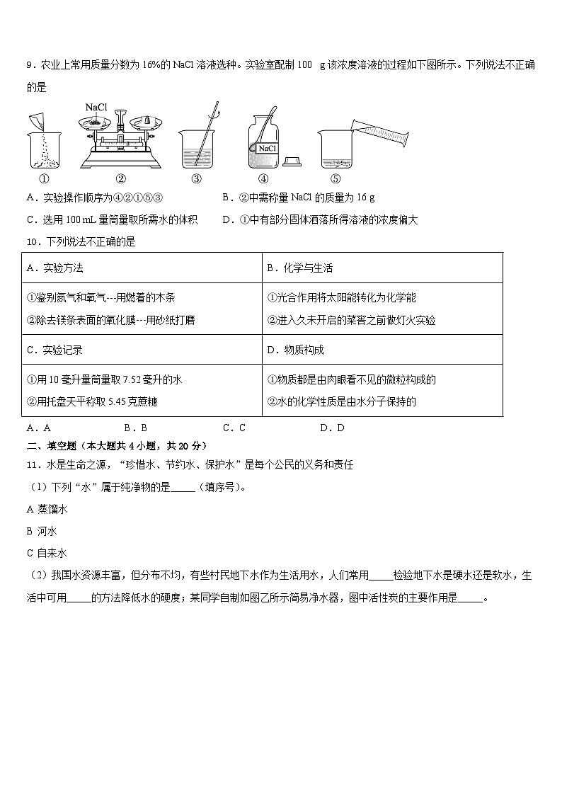 2023-2024学年山东省临沂市兰山区化学九年级第一学期期末联考模拟试题含答案第3页