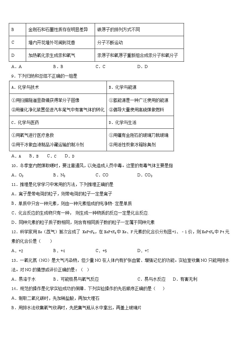 2023-2024学年宿州市重点中学九上化学期末调研试题含答案第3页