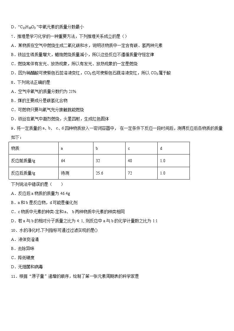 2023-2024学年山东省德州市齐河县化学九年级第一学期期末调研模拟试题含答案第2页