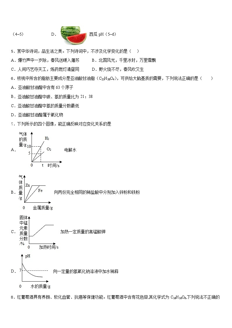 2023-2024学年山东省德州市武城二中学化学九年级第一学期期末检测试题含答案02